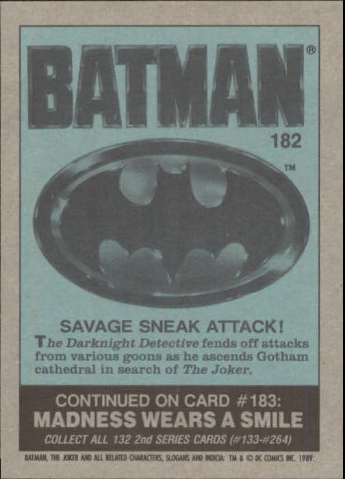 1989 Topps Batman Movie #182 Savage Sneak Attack back image