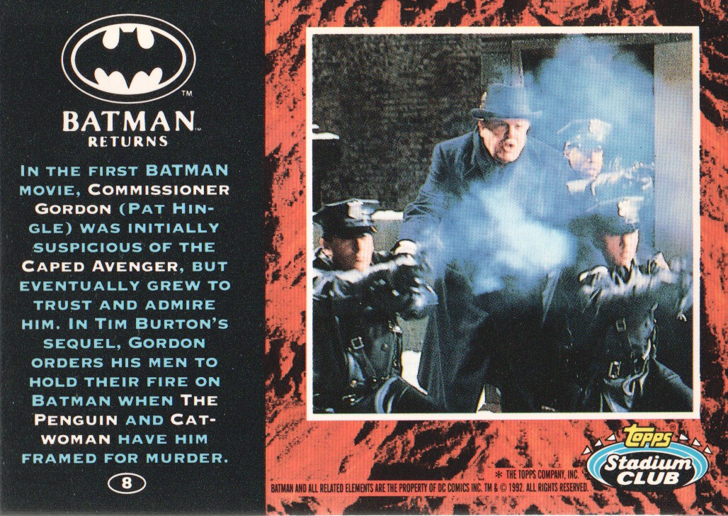 1992 Stadium Club Batman Returns #8 In the first Batman movie back image