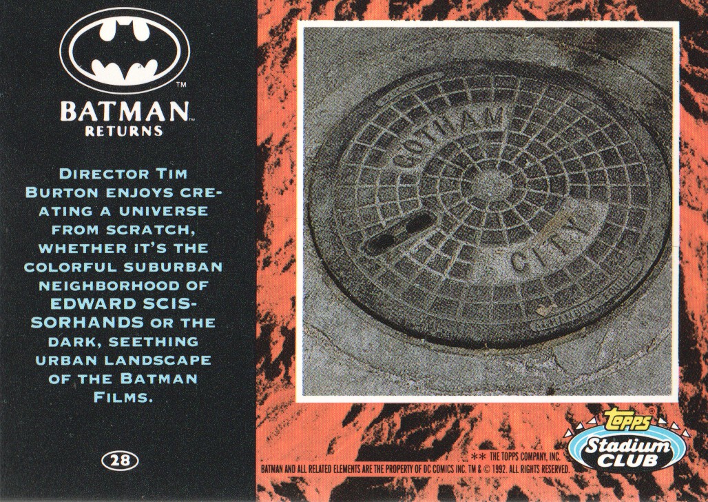 1992 Stadium Club Batman Returns #28 Director Tim Burton enjoys creating back image