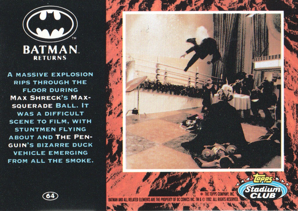 1992 Stadium Club Batman Returns #64 A massive explosion back image