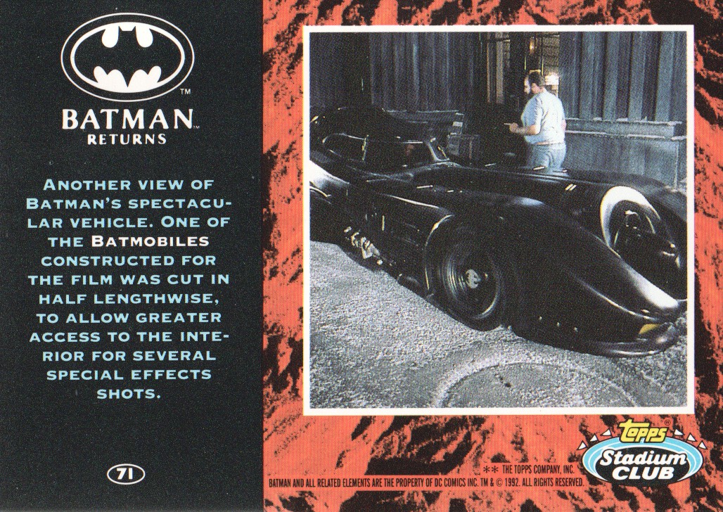 1992 Stadium Club Batman Returns #71 Another view of Batman's spectacular back image