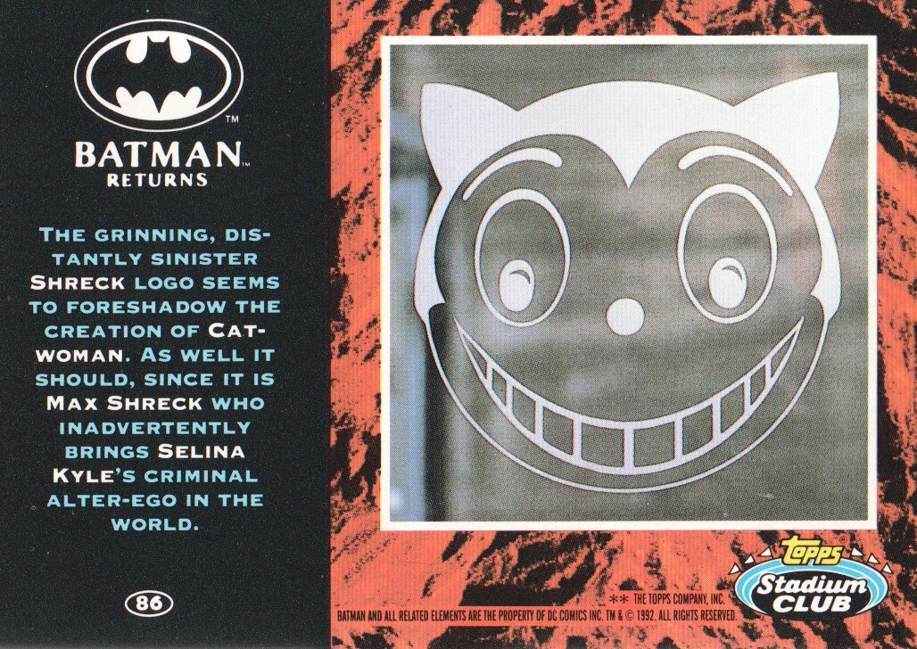 1992 Stadium Club Batman Returns #86 The grinning, distantly sinister Shreck back image