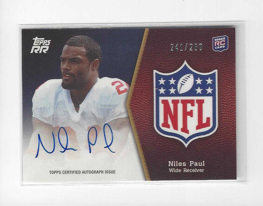 2011 Topps Rising Rookies NFL Shield Autographs #SRANP Niles Paul/260