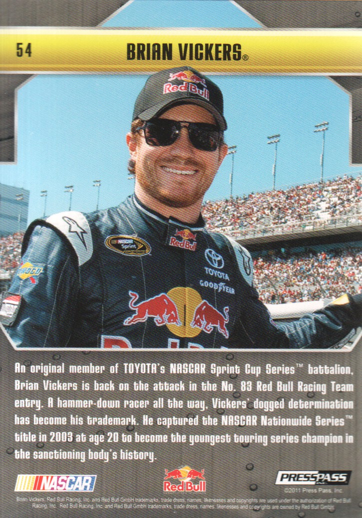 2011 Press Pass Stealth #54 Brian Vickers back image