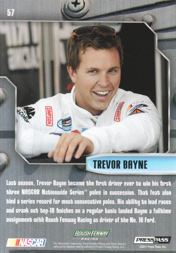 2011 Press Pass Stealth #57 Trevor Bayne NNS back image