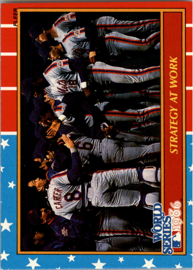 1987 Fleer World Series Glossy #8 Strategy at Work/(Mets Conference)