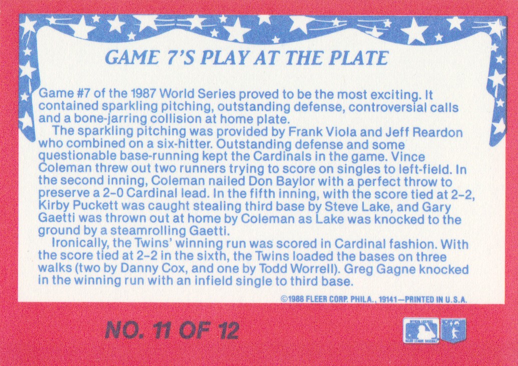 1988 Fleer World Series Glossy #11 Don Baylor back image