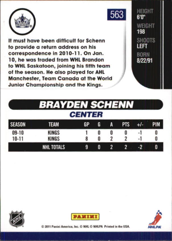 2010-11 Score Gold #563 Brayden Schenn back image