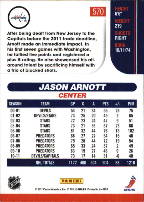 2010-11 Score Gold #570 Jason Arnott back image