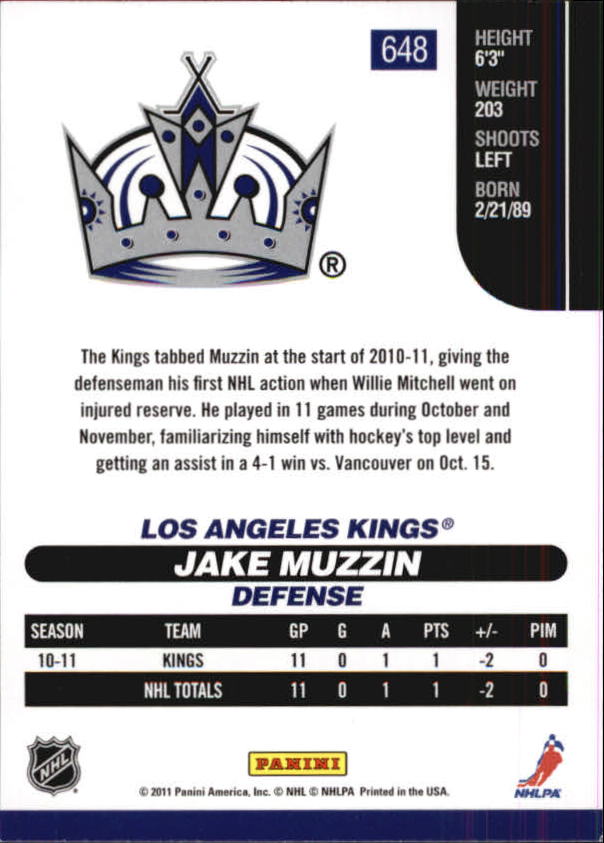 2010-11 Score Gold #648 Jake Muzzin back image