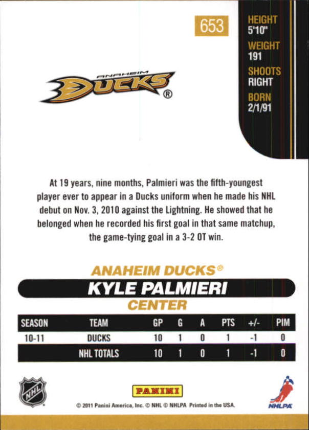 2010-11 Score Gold #653 Kyle Palmieri back image