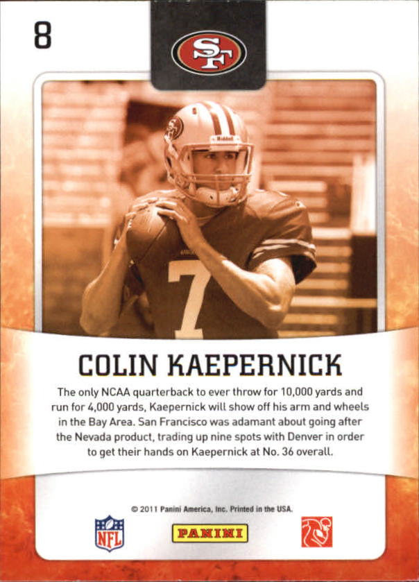 2011 Score Hot Rookies Gold Zone #8 Colin Kaepernick back image