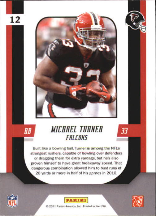 2011 Score Complete Players Scorecard #12 Michael Turner back image