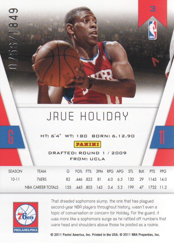 2010-11 Totally Certified #3 Jrue Holiday back image