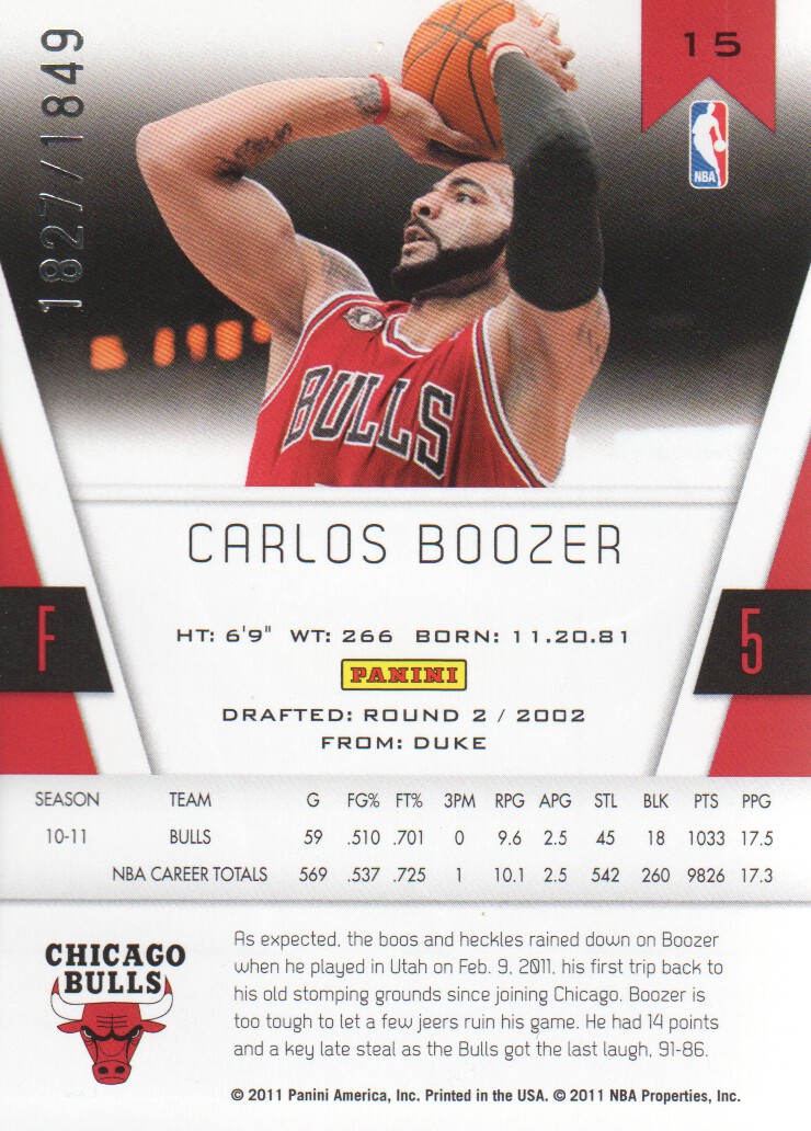 2010-11 Totally Certified #15 Carlos Boozer back image