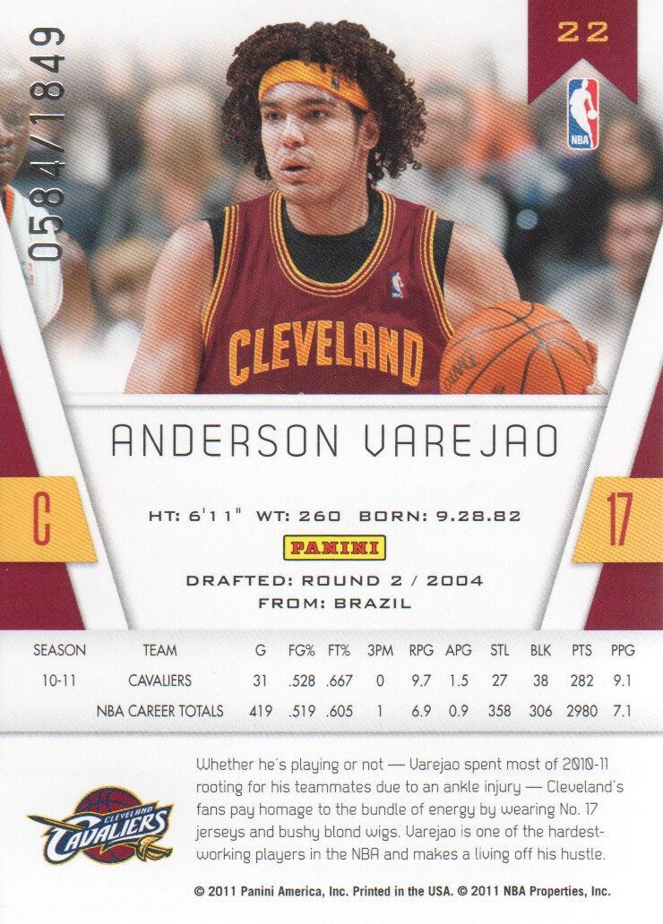 2010-11 Totally Certified #22 Anderson Varejao back image