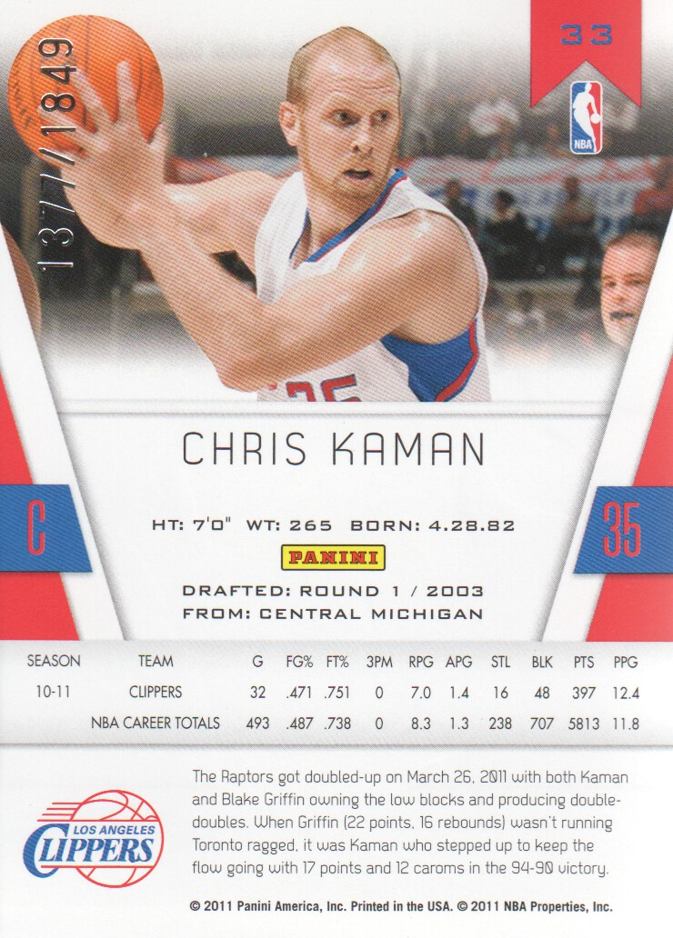 2010-11 Totally Certified #33 Chris Kaman back image