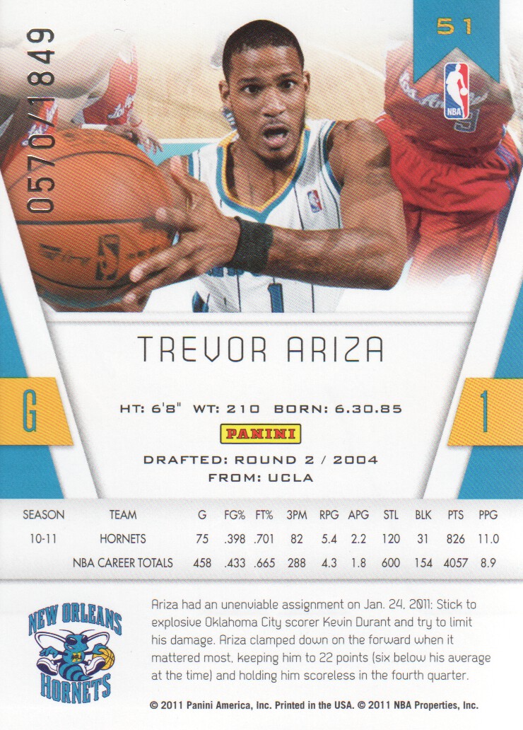 2010-11 Totally Certified #51 Trevor Ariza back image