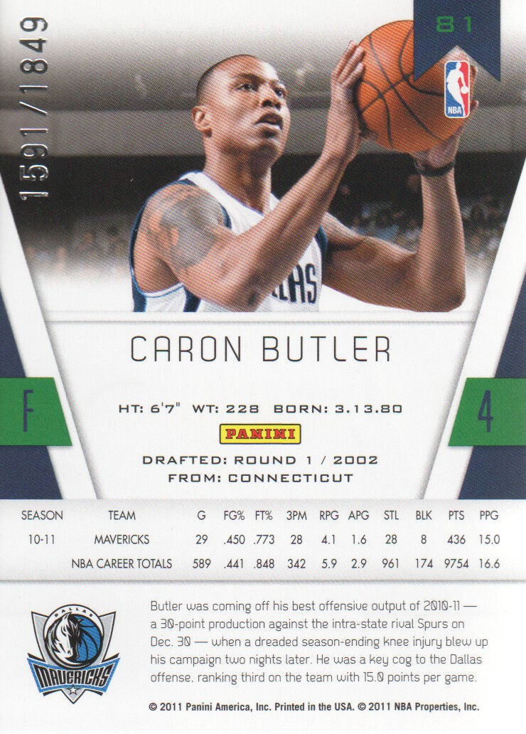 2010-11 Totally Certified #81 Caron Butler back image