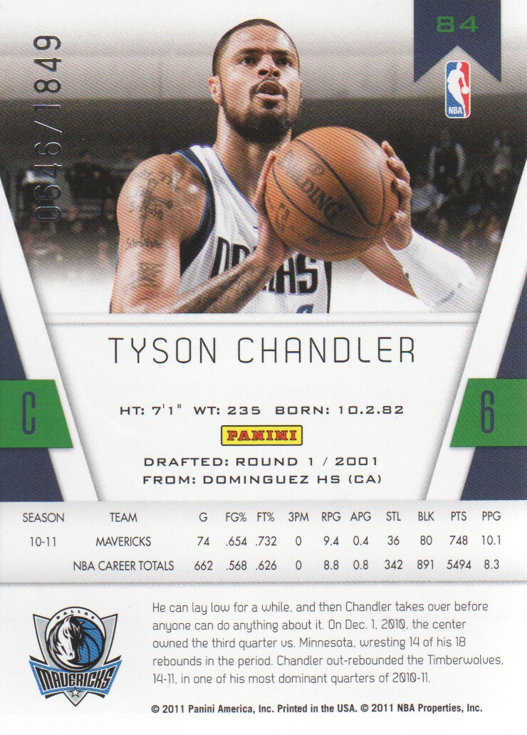 2010-11 Totally Certified #84 Tyson Chandler back image