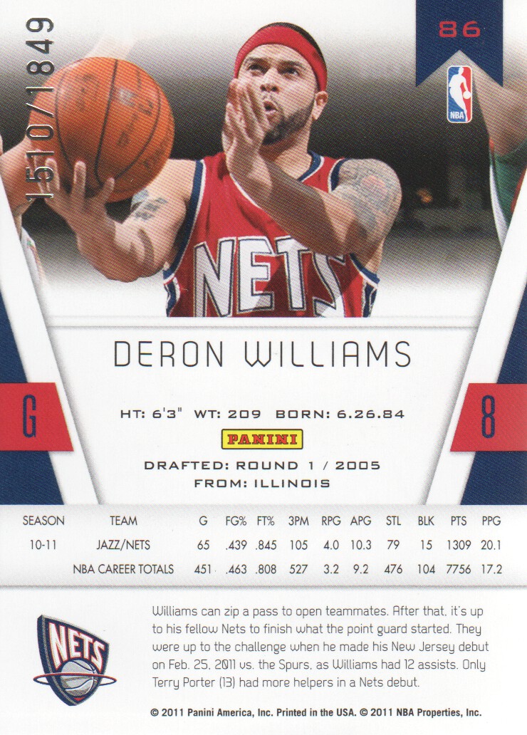 2010-11 Totally Certified #86 Deron Williams back image