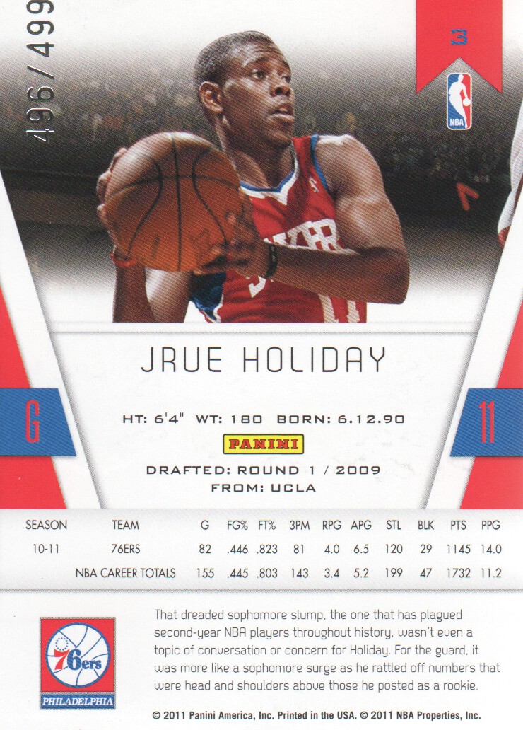 2010-11 Totally Certified Red #3 Jrue Holiday back image
