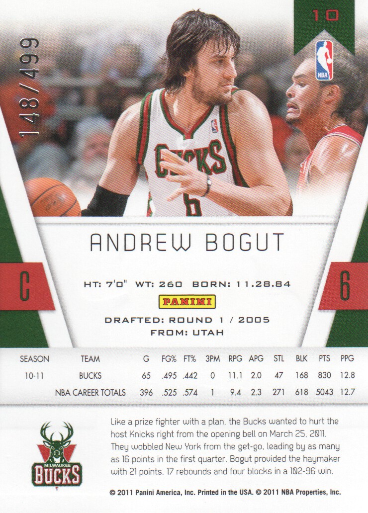 2010-11 Totally Certified Red #10 Andrew Bogut back image