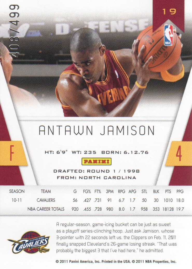 2010-11 Totally Certified Red #19 Antawn Jamison back image