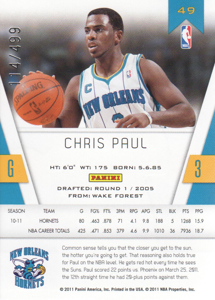 2010-11 Totally Certified Red #49 Chris Paul back image