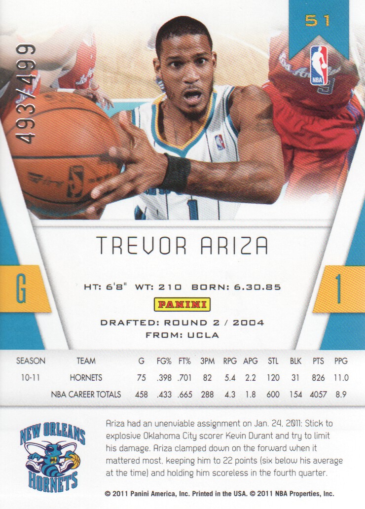 2010-11 Totally Certified Red #51 Trevor Ariza back image