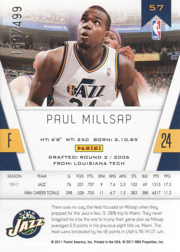 2010-11 Totally Certified Red #57 Paul Millsap back image