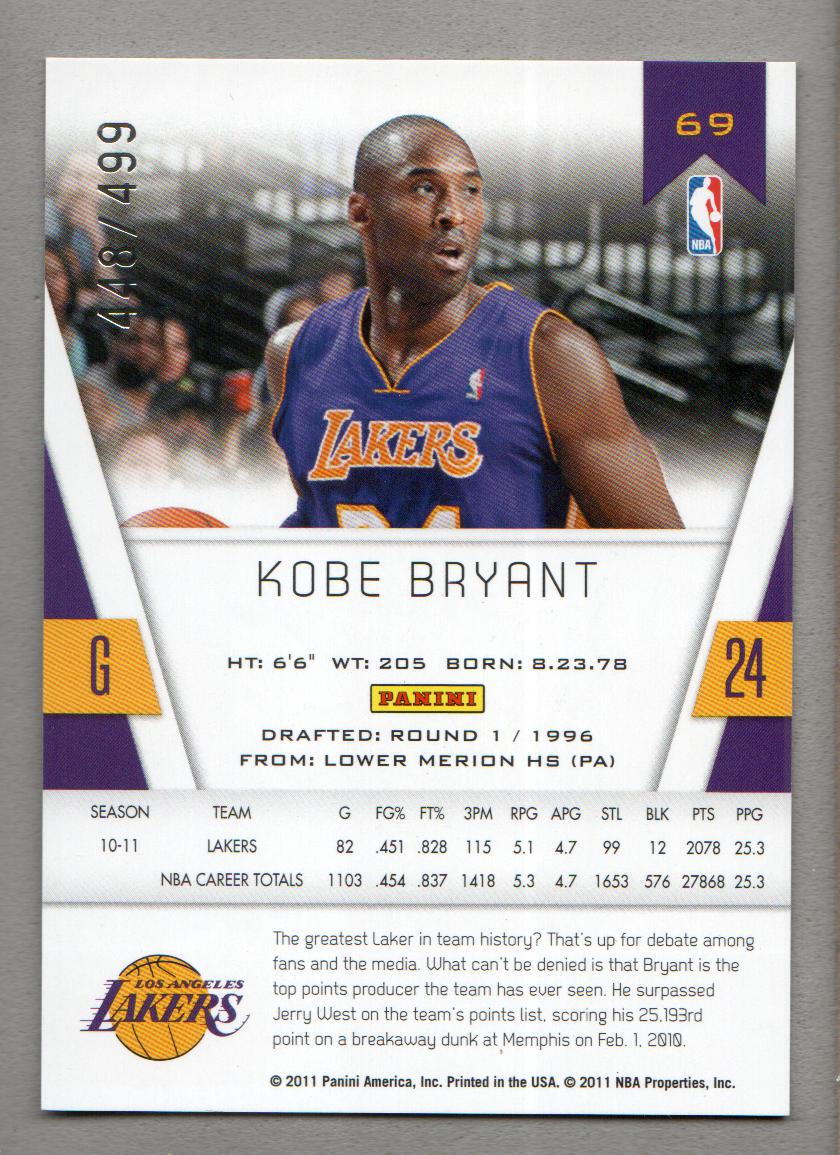 2010-11 Totally Certified Red #69 Kobe Bryant back image