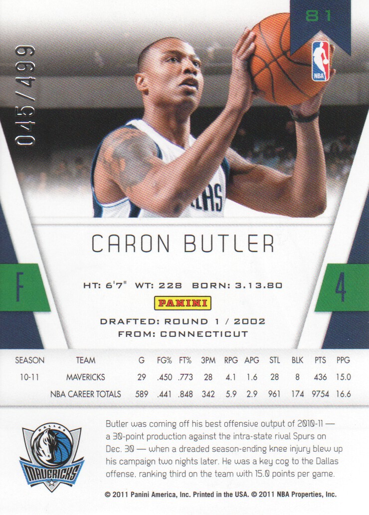 2010-11 Totally Certified Red #81 Caron Butler back image
