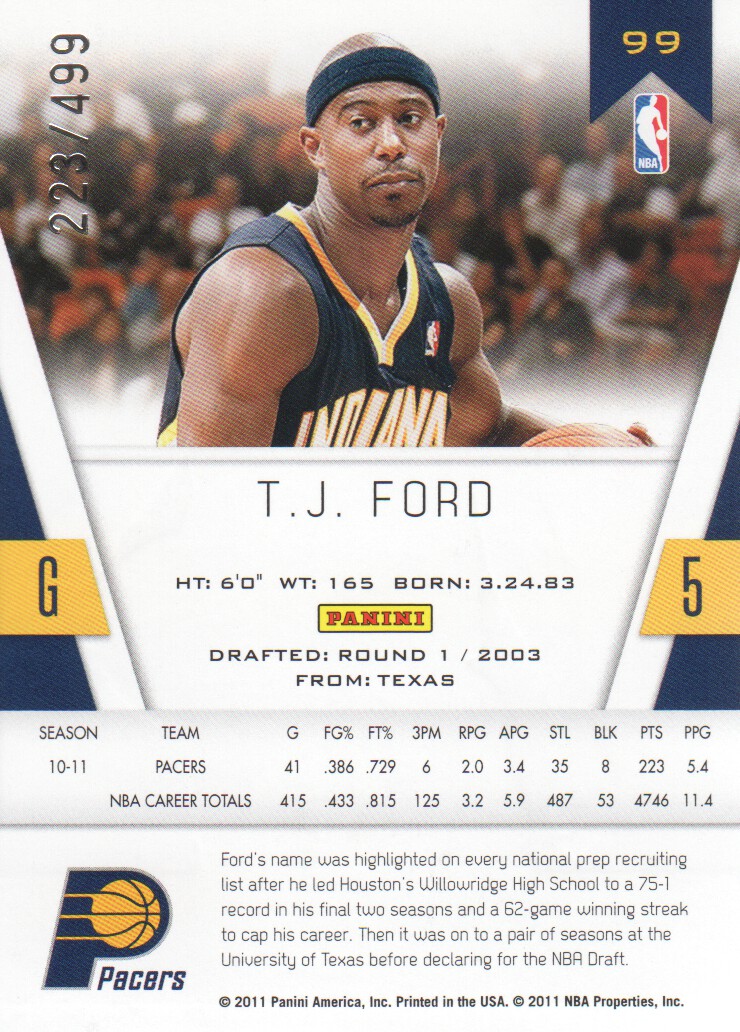 2010-11 Totally Certified Red #99 T.J. Ford back image