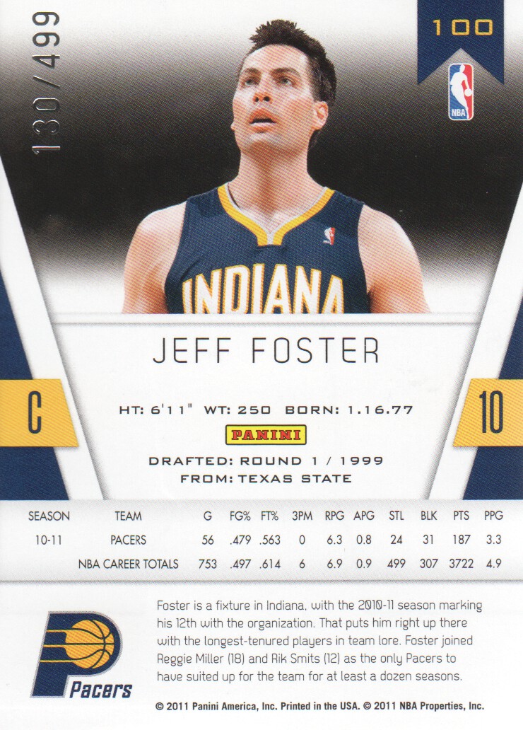 2010-11 Totally Certified Red #100 Jeff Foster back image