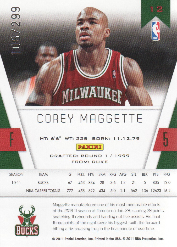 2010-11 Totally Certified Blue #12 Corey Maggette back image