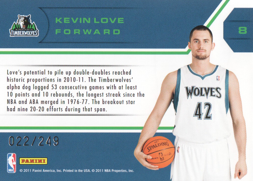 2010-11 Totally Certified Potential #8 Kevin Love back image