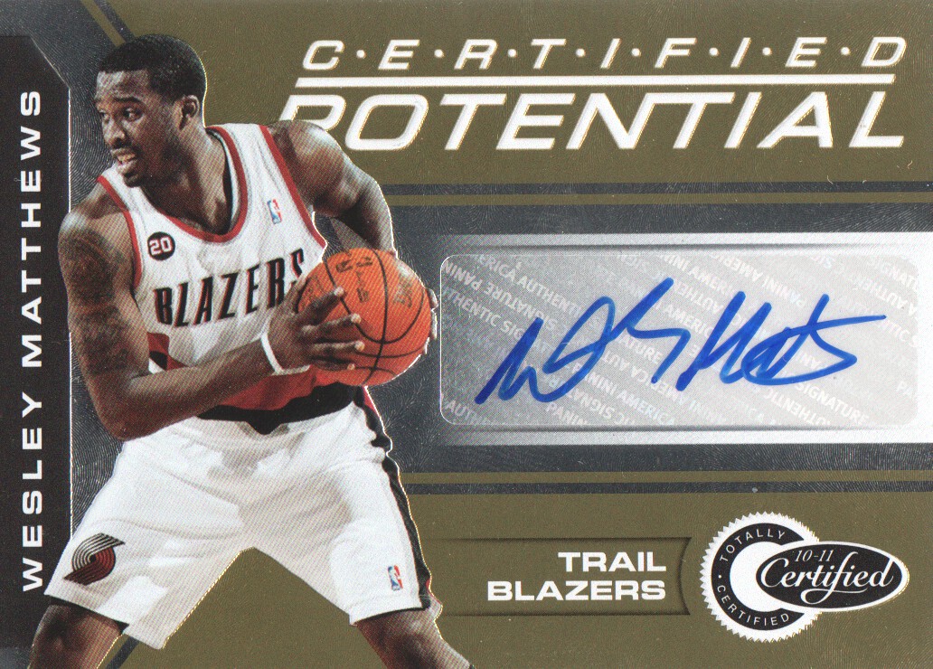 2010-11 Totally Certified Potential Autographs Gold #10 Wesley Matthews