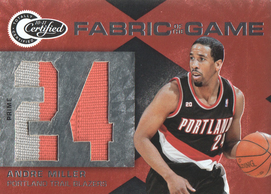 2010-11 Totally Certified Fabric of the Game Jumbo Jersey Number Prime #50 Andre Miller/25