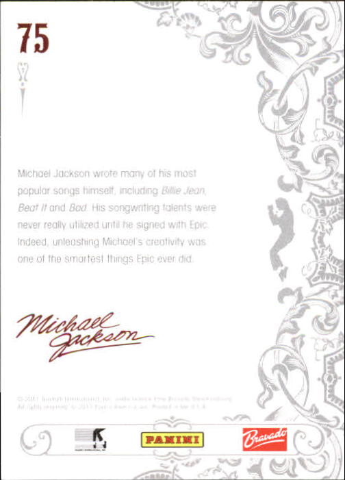 2011 Leaf Michael Jackson Diamond #75 Michael Jackson wrote many of his back image