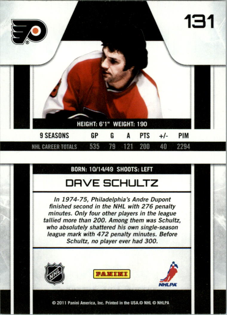 2010-11 Zenith Red Hot #131 Dave Schultz back image