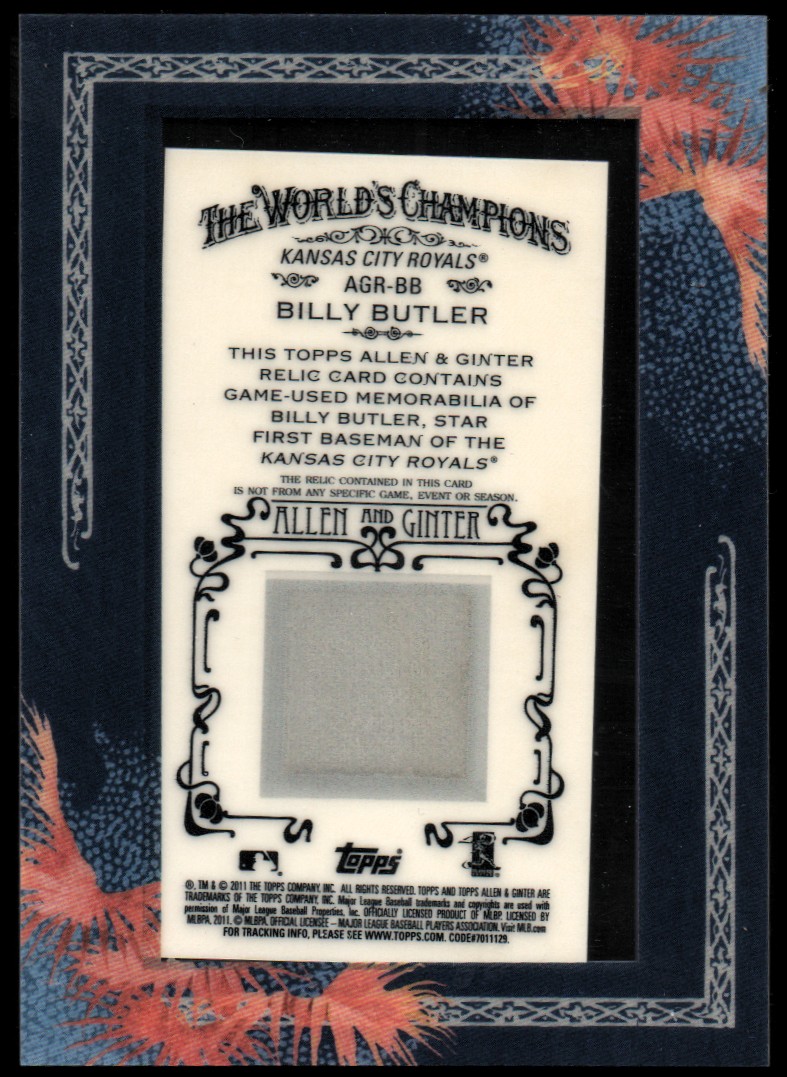 2011 Topps Allen and Ginter Relics #BB Billy Butler back image