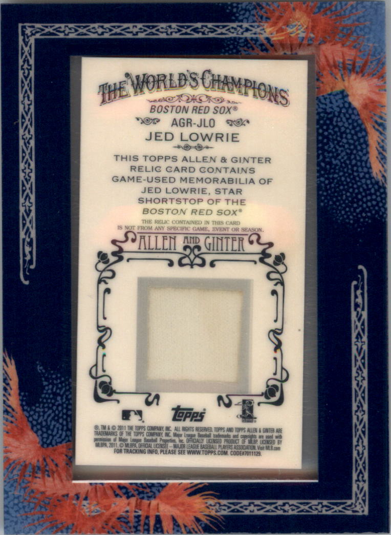 2011 Topps Allen and Ginter Relics #JLO Jed Lowrie back image