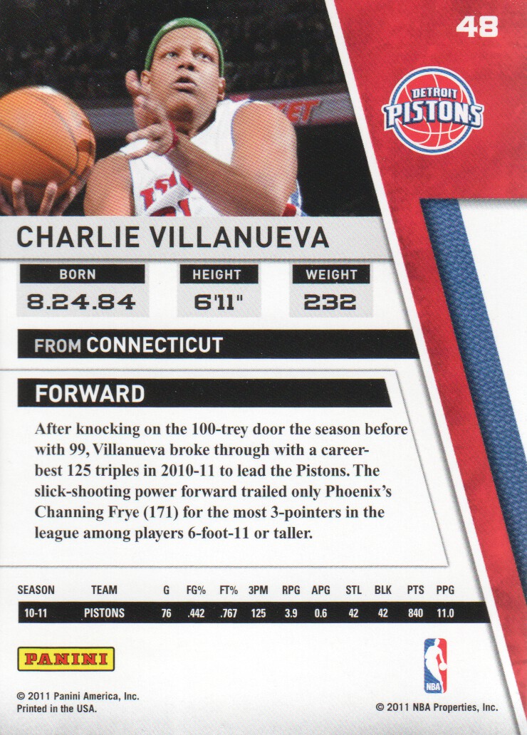 2010-11 Panini Season Update #48 Charlie Villanueva back image