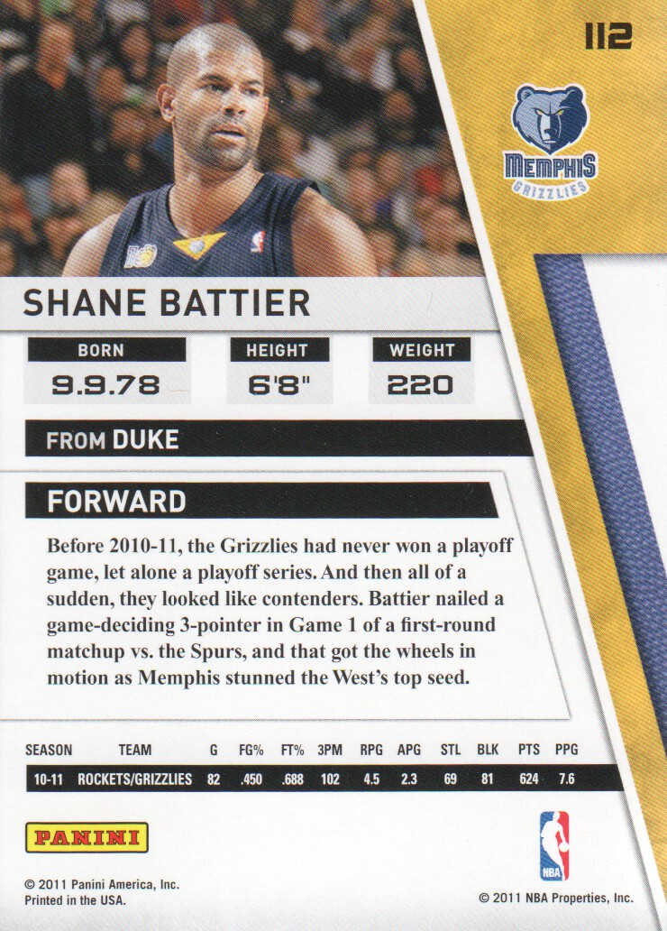 2010-11 Panini Season Update #112 Shane Battier back image