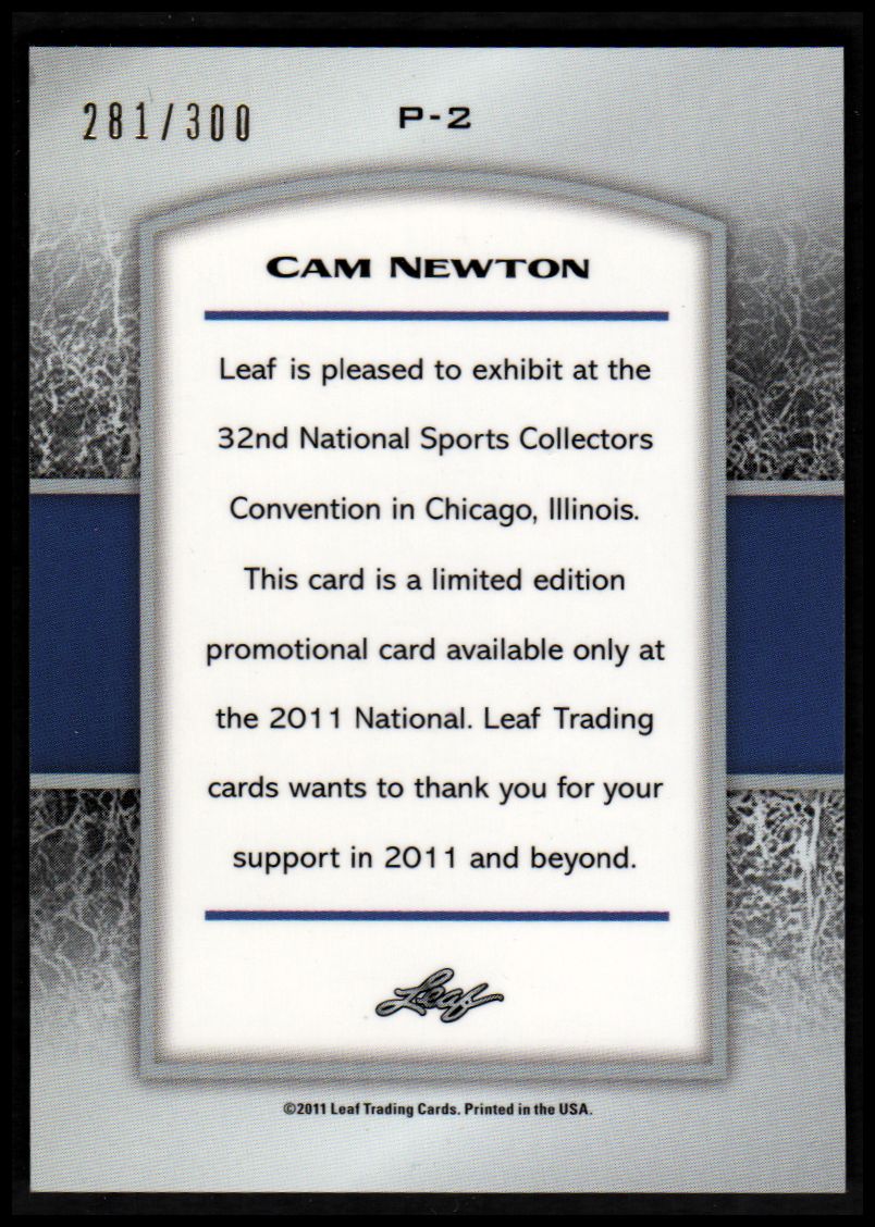 2011 Leaf Metal National Convention #PR2 Cam Newton back image