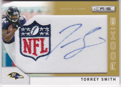 2011 Rookies and Stars Rookie Patch Autographs Gold NFL Logo #273 Torrey Smith