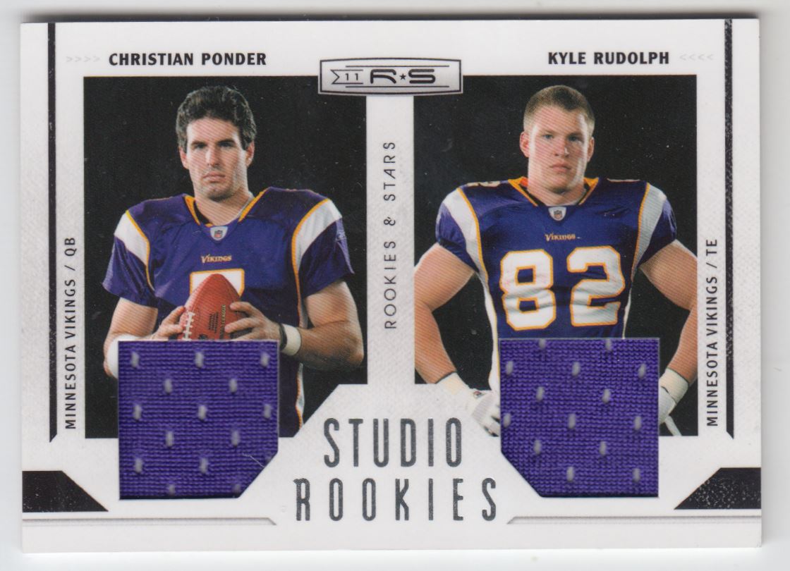 2011 Rookies and Stars Studio Rookies Combos Materials #6 Christian Ponder/Kyle Rudolph