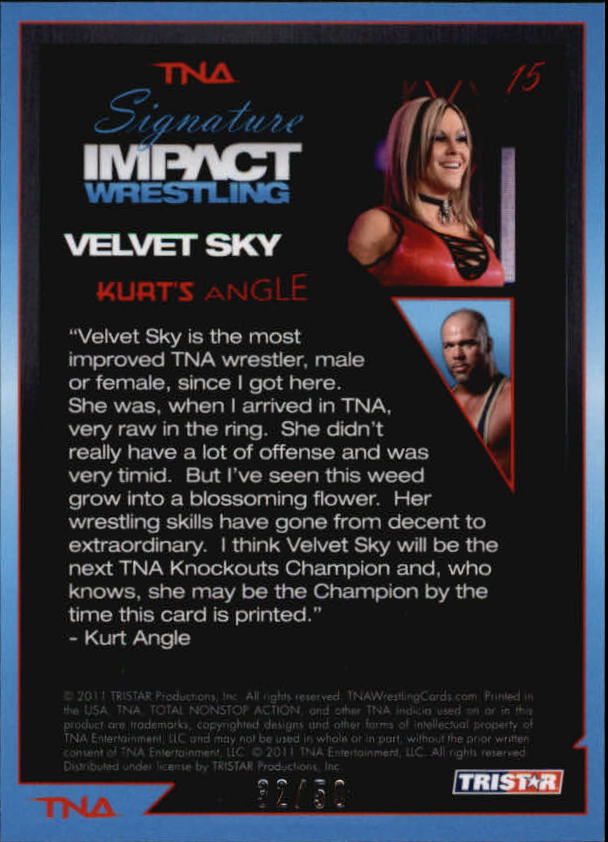 2011 TRISTAR TNA Signature Impact Silver #15 Velvet Sky back image