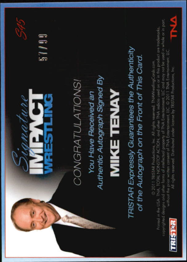 2011 TRISTAR TNA Signature Impact Autographs Silver #S45 Mike Tenay back image